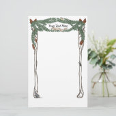 Art Nouveau Pine Cones Natuur Geëxisteerde Station Briefpapier (Staand voorkant)