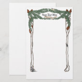 Art Nouveau Pine Cones Natuur Geëxisteerde Station Briefpapier (Voorkant / Achterkant)