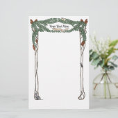 Art Nouveau Pine Cones Natuur Geëxisteerde Station Briefpapier (Staand voorkant)