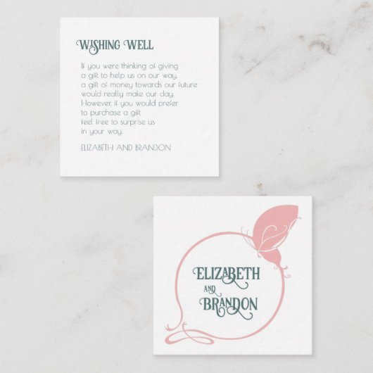 Art Nouveau Pink Butterfly Wedding Good Informatiekaartje (Voorkant / Achterkant)