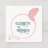 Art Nouveau Pink Butterfly Wedding Reception Informatiekaartje (Achterkant)