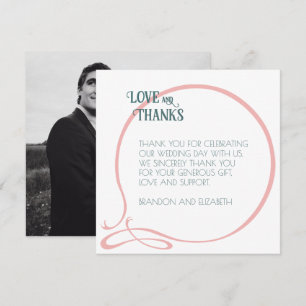 Art Nouveau  Pink Butterfly Weduwfoto Bedankkaart