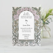 Art Nouveau Pink Floral Border door Alphonse Mucha Kaart (Staand voorkant)