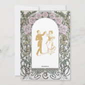 Art Nouveau Pink Floral Border door Alphonse Mucha Kaart (Achterkant)