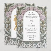 Art Nouveau Pink Floral Border door Alphonse Mucha Kaart (Voorkant / Achterkant)