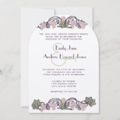 Art Nouveau  Pink Wineyard Wedding Invites Kaart (Voorkant)