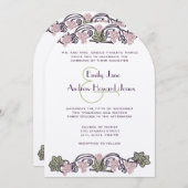 Art Nouveau  Pink Wineyard Wedding Invites Kaart (Voorkant / Achterkant)