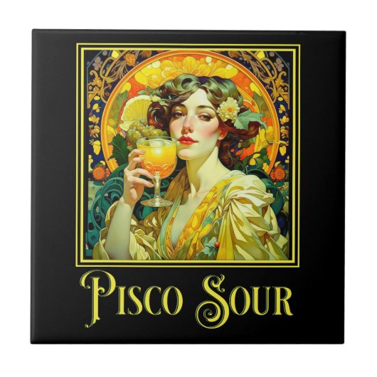 Art Nouveau Pisco Sour Tegeltje (Voorkant)