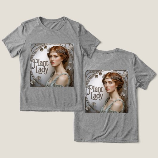 Art Nouveau Plant Lady Tri-Blend Shirt (Ontwerp Voorkant & Achterkant)