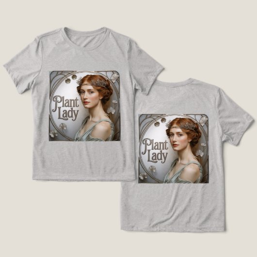 Art Nouveau Plant Lady Tri-Blend Shirt (Ontwerp Voorkant & Achterkant)