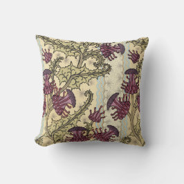 Art Nouveau Plum Green Floral Sierkussen