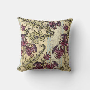 Art Nouveau Plum Green Floral Sierkussen