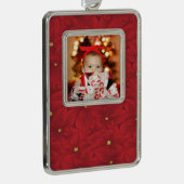 Art Nouveau Poinsettia Baby's eerste kerst Verzilverd Omlijst Ornament (Rechts)