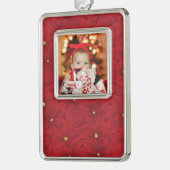 Art Nouveau Poinsettia Baby's eerste kerst Verzilverd Omlijst Ornament (Links)