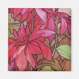 Art Nouveau Poinsettia Kerstvriendje Magnet