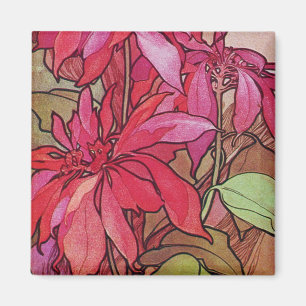 Art Nouveau Poinsettia Kerstvriendje Magnet