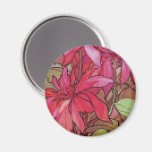 Art Nouveau Poinsettia Kerstvriendje Magnet (Voorkant / Achterkant)