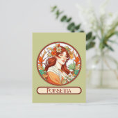 Art Nouveau Poinsettia Vrouw Briefkaart (Staand voorkant)
