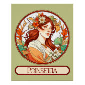 Art Nouveau Poinsettia Vrouw Perfect Poster (Voorkant)