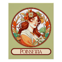 Art Nouveau Poinsettia Vrouw