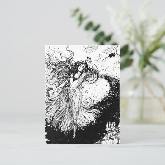 Art Nouveau Polychrome Oz Black en White Briefkaart (Staand voorkant)