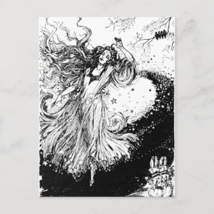 Art Nouveau Polychrome Oz Black en White Briefkaart