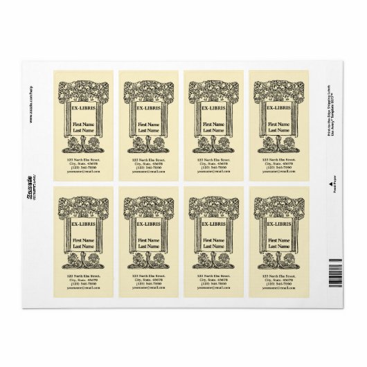  Art Nouveau Pomegranate Ex-Libris-Sjabloon Etiket (Full Sheet)