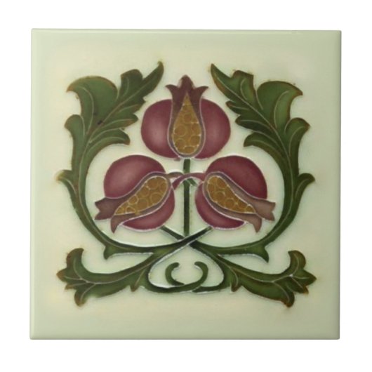 Art Nouveau Pomegranate Reproduction Antiek Tile Tegeltje (Voorkant)