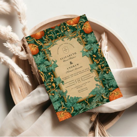 Art Nouveau Pompoen Bruiloft Kaart