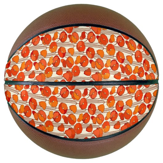 Art Nouveau Poppies Basketball Basketbal (Voorkant)