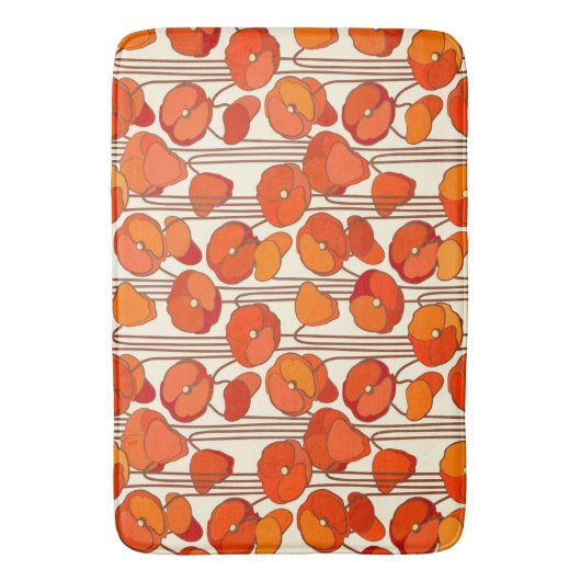 Art Nouveau Poppies Bath Mat (Voorkant Verticaal)