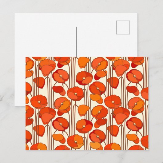 Art Nouveau Poppies Briefkaart (Voorkant / Achterkant)