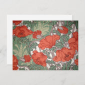 Art Nouveau Poppies Briefkaart (Voorkant / Achterkant)