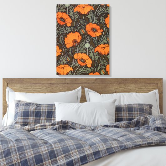 Art Nouveau Poppies Canvas Afdruk (Insitu (Slaapkamer))