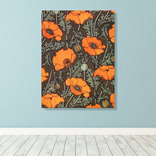 Art Nouveau Poppies Canvas Afdruk (Insitu (Houten vloer))