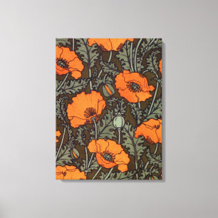 Art Nouveau Poppies Canvas Afdruk