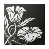 Art Nouveau Poppies Ceramic Tile of Trivet Tegeltje (Voorkant)