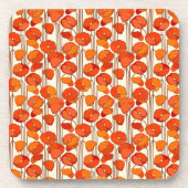 Art Nouveau Poppies Cork-Backed Onderzetters (Voorkant)