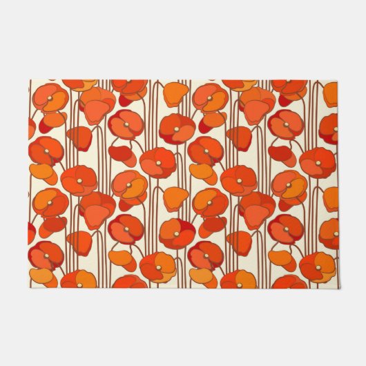 Art Nouveau Poppies Doormat Deurmat (Voorkant)