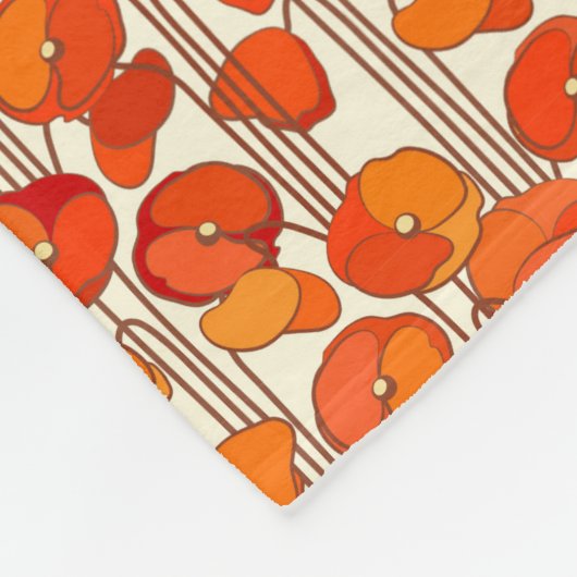 Art Nouveau Poppies Fleece Blanket (Hoek)