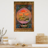 Art Nouveau Poppies in Coppery Mucha Lijst Poster (Keuken)