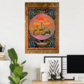 Art Nouveau Poppies in Coppery Mucha Lijst Poster (Thuiskantoor)