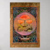 Art Nouveau Poppies in Coppery Mucha Lijst Poster (Voorkant)