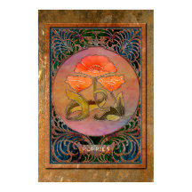 Art Nouveau Poppies in Coppery Mucha Lijst