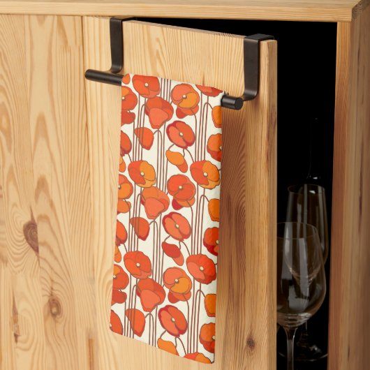 Art Nouveau Poppies Kitchen Towel Theedoek (Derde Gevouwen)