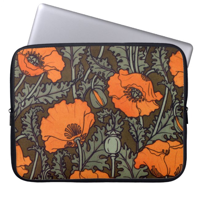 Art Nouveau Poppies Laptop Sleeve (Voorkant)