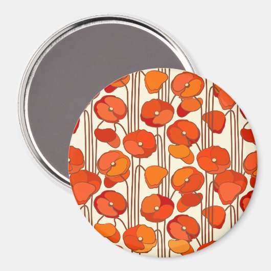 Art Nouveau Poppies Magnet (Voorkant / Achterkant)