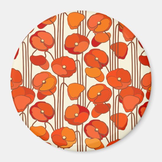 Art Nouveau Poppies Magnet (Voorkant)