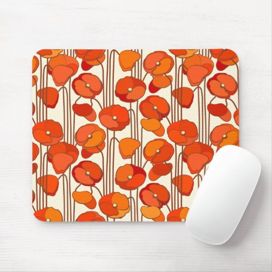 Art Nouveau Poppies Mousepad Muismat (Met muis)