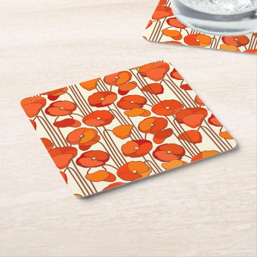 Art Nouveau Poppies Onderzetters (Schuin)